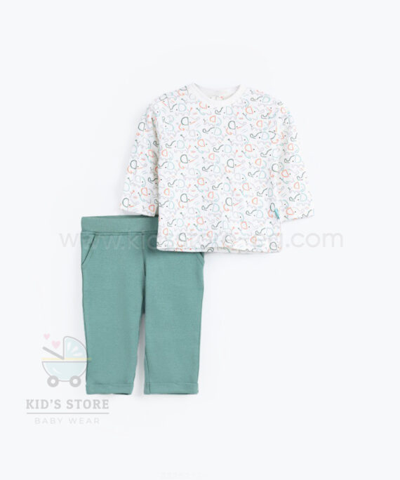 بيجامة كم مطبوع فيل